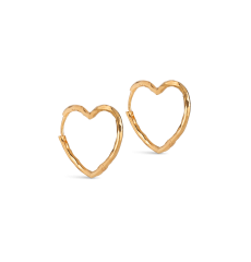 Enamel øreringe ORGANIC HEART medium forgyldt - 
