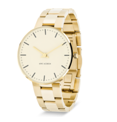 Arne Jacobsen armbåndsur CITY HALL IVORY BLOOM 34 mm guld lænke - Ure