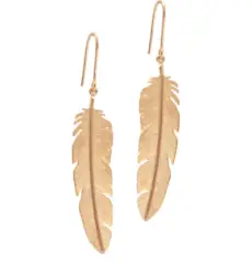HEIRING - Feather øreringe bøjle stor fjer - forgyldt - 