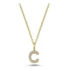 NURAN BOGSTAV vedhæng PAVÉ 6,5 mm - 14 karat - C - Bogstav smykker
