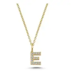 NURAN BOGSTAV 6,5 mm vedhæng PAVÉ 6,5 mm - 14 karat - E - Bogstav smykker