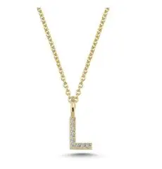 NURAN BOGSTAV vedhæng PAVÉ 6,5 mm - 14 karat - L - Bogstav smykker