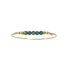 Heiring MULTISIZE armbånd forgyldt med grøn agat top - STR SMALL - Guld