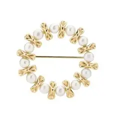 Lund Copenhagen broche forgyldt med perler - Brocher