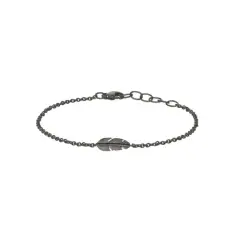 HEIRING - Feather - Armbånd med kæde og lille fjer - oxyderet - Creoler