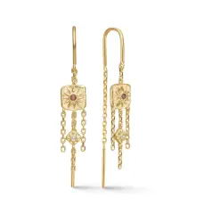 Studio Z SOLARA rød zirkon øreringe forgyldt - Hvidguld