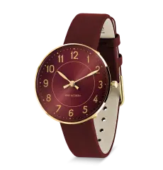 Arne Jacobsen armb&aring;ndsur STATION Bourgogne 34 mm med l&aelig;derrem - 