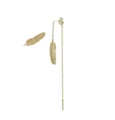HEIRING - Feather - øreringe med kæde - forgyldt - Øreringe